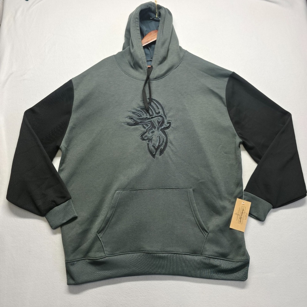 American Legends Men's Green/Black Pullover Deer Hoodie Size 2X NWT